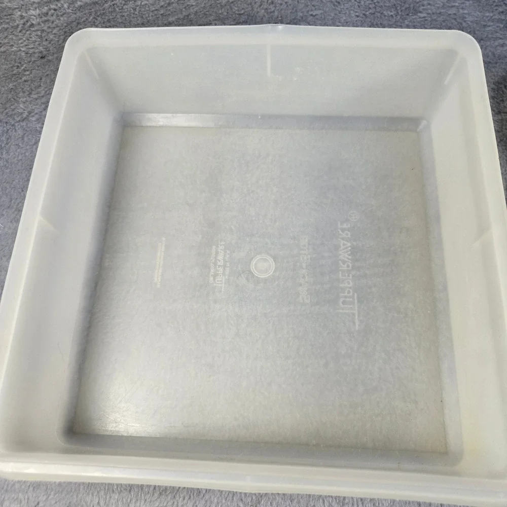 Tupperware Snack-Stor Square Container 616-2 Lid 617-3 Sheer Frost Vintage 9.5in
